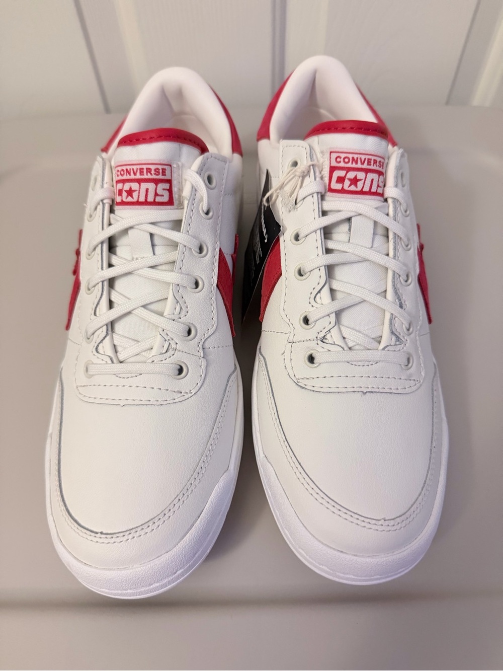 Converse White & Red Low-Top Sneakers